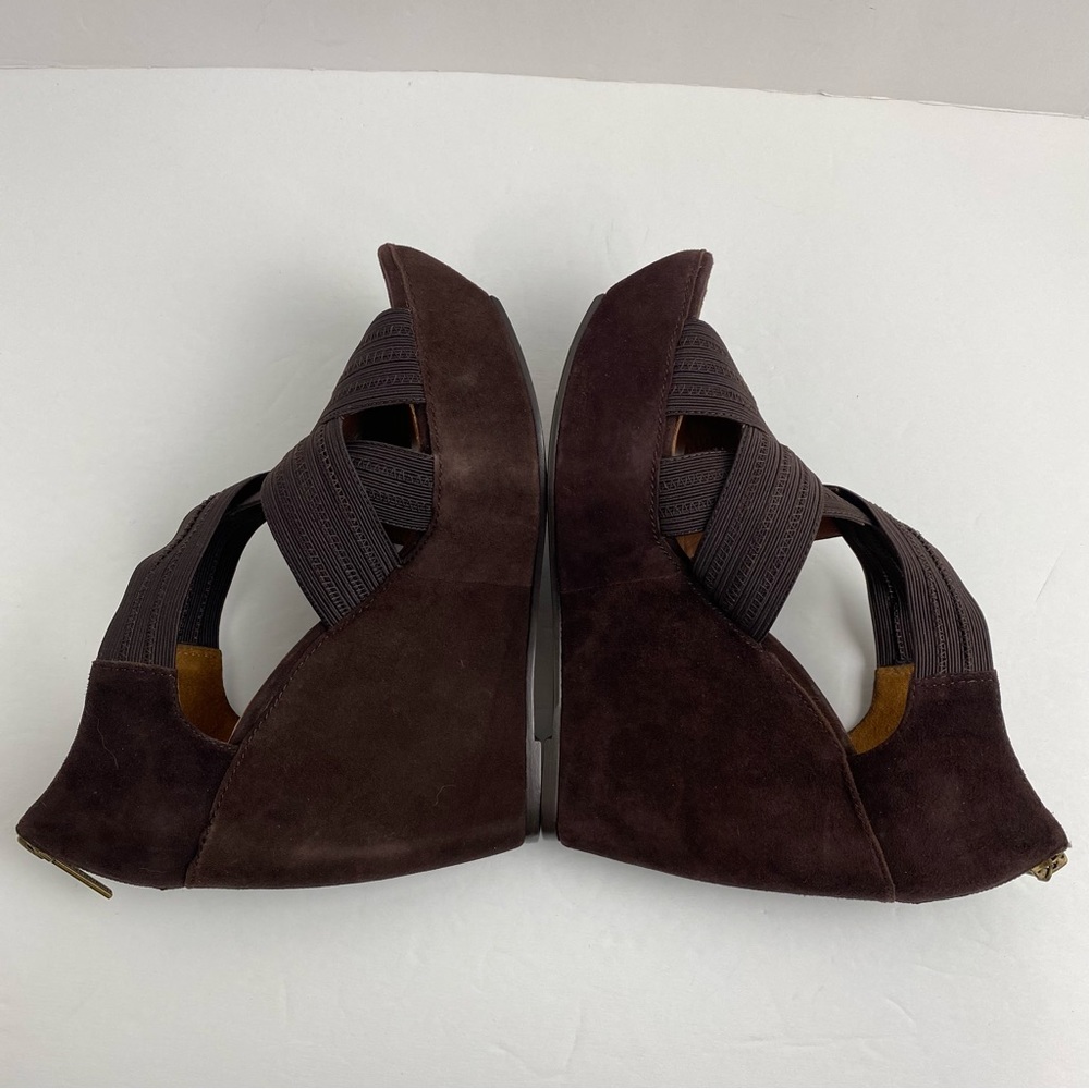 Donald J. Pliner size 8.5 Women’s Espresso Brown Suede Platform Wedge Sandals - Picture 4 of 7